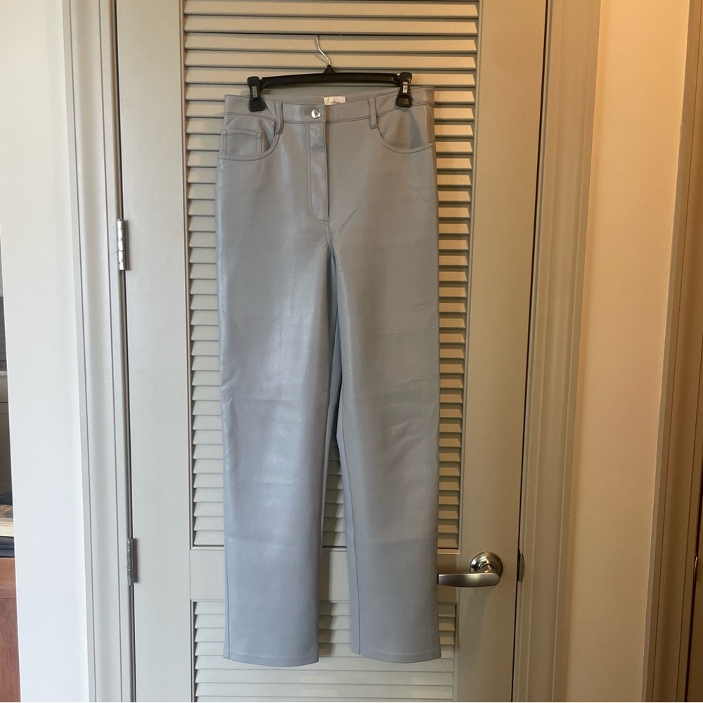 Aritzia Wilfred Light Gray Faux Leather Trousers